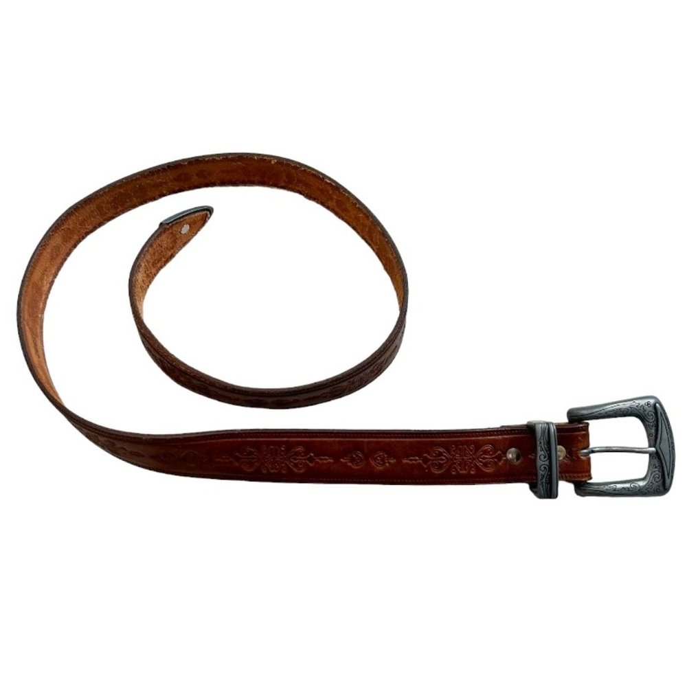 Kids Western Tooled Leather Belt